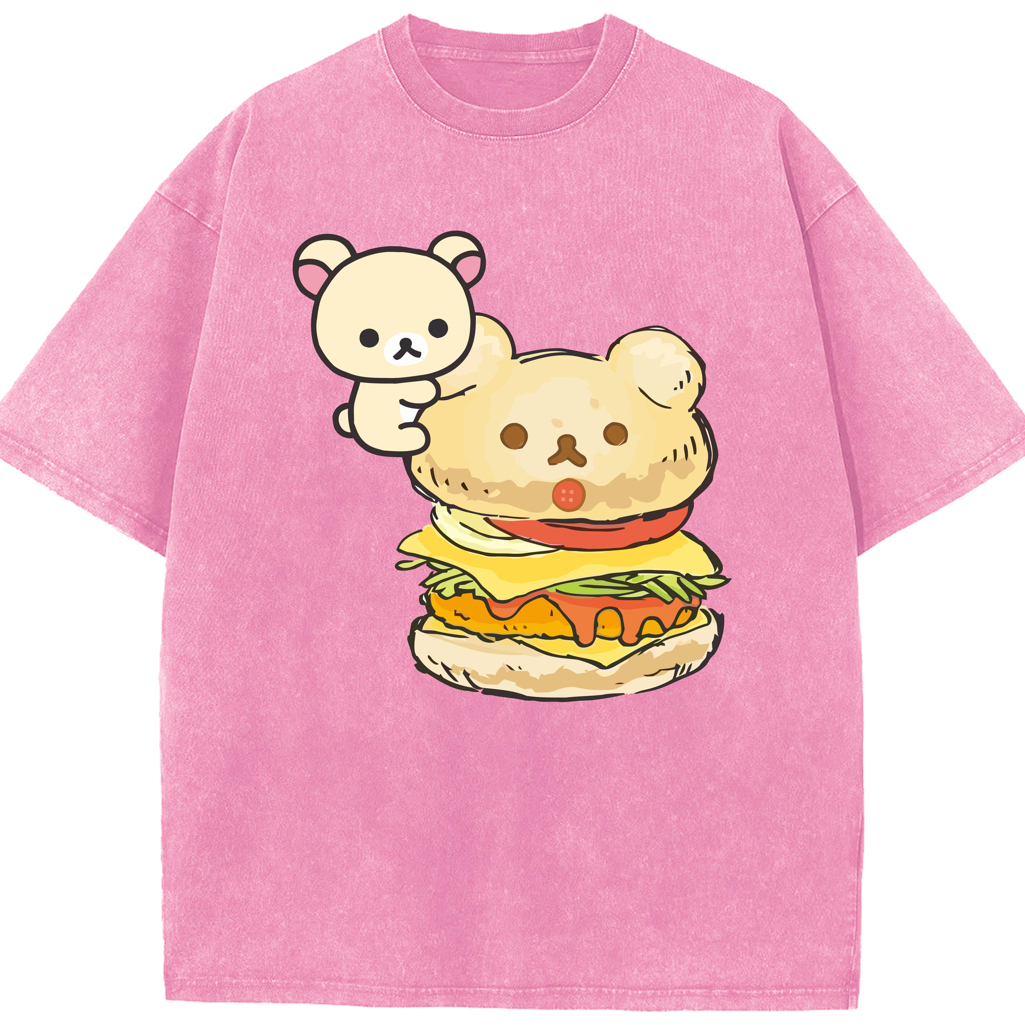 （画像用） リラックマ リラックマ キイロイトリ Rilakkuma Korilakkuma Kiiroitori 綿100% ヴィンテージ風 半袖Tシャツ（フロントプリント）
